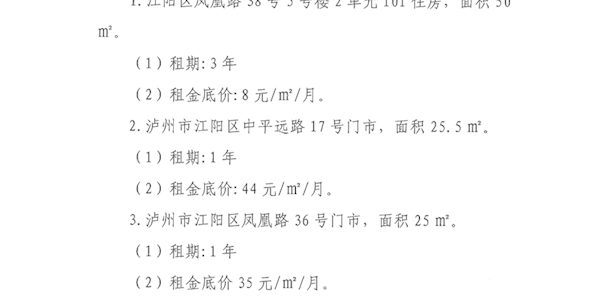 瀘州市文化旅游發展投資集團有限公司2024年第五批次招租公告
